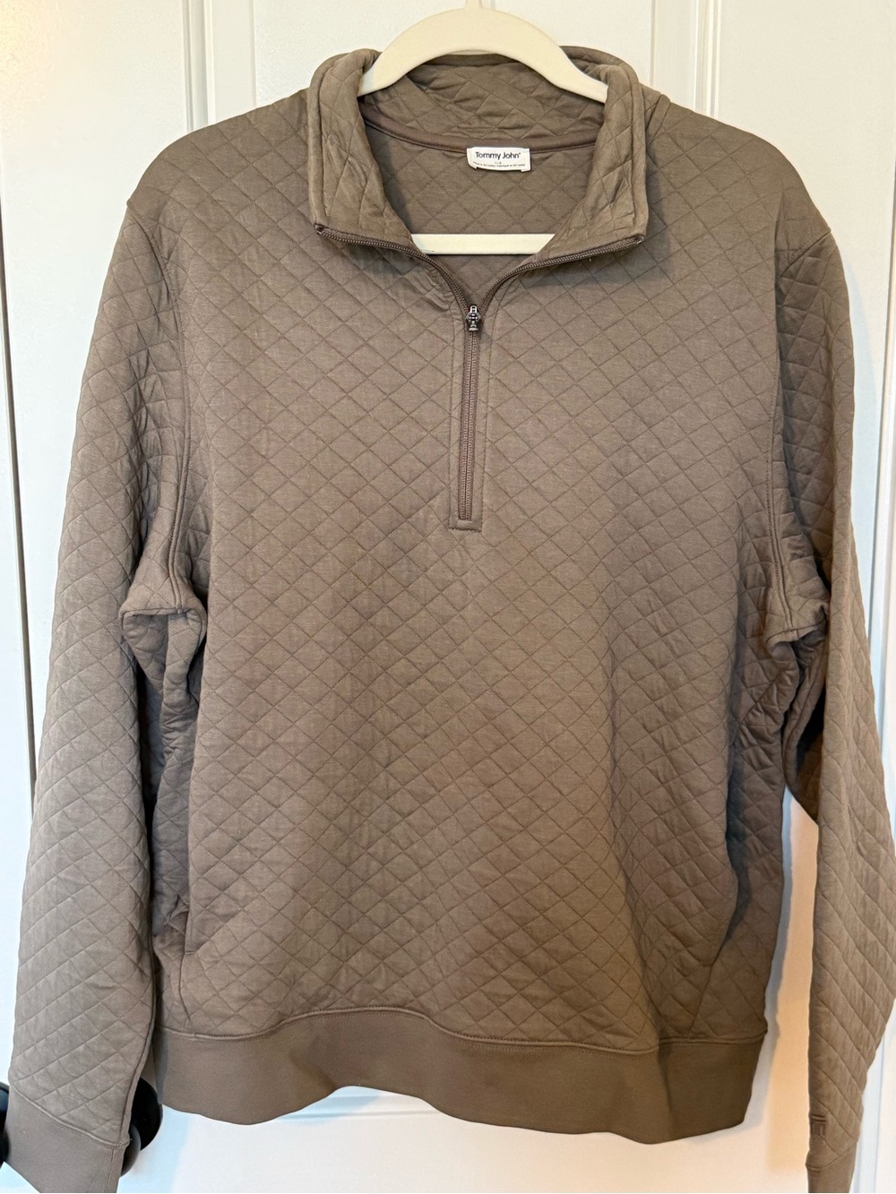 Tommy John Men's Quilted Half-Zip Sweater - Falcon (Taupe)